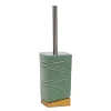 Portascopino con Scopino in Ceramica Verde e Bamboo Design Geometrico