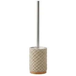 Portascopino con Scopino in Poliresina Beige e bamboo