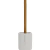 Portascopino con Scopino in Poliresina Bianco con manico in bamboo