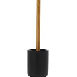 Portascopino con Scopino in Poliresina Nero con manico in bamboo