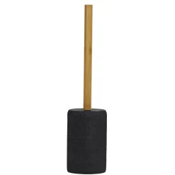 Portascopino con Scopino in Poliresina Nero con manico in bamboo