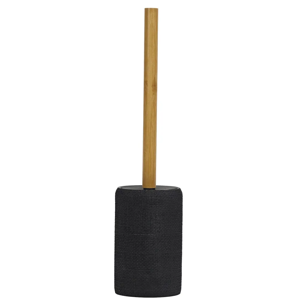 Portascopino con Scopino in Poliresina Nero con manico in bamboo