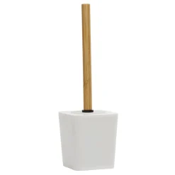 Portascopino con Scopino in Polistirene Bianco con manico in bamboo