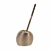 Portascopino con Scopino in Stoneware Champagne e Acciaio Inox