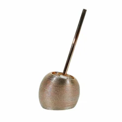 Portascopino con Scopino in Stoneware Champagne e Acciaio Inox