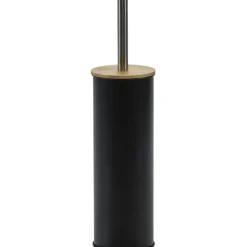 Portascopino con scopino nero e elementi in bamboo