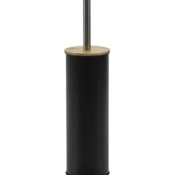 Portascopino con scopino nero e elementi in bamboo