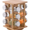 Portaspezie Rotante Bamboo con 12 Barattoli in Vetro h23 cm
