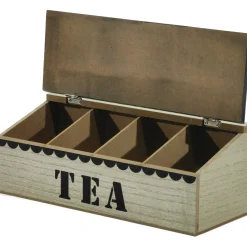 Portatisane in legno 4 scomparti con coperchio- h11x30x12 cm