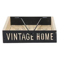 Portatovaglioli Vintage Bistro in Legno e Metallo h5x21x21 cm