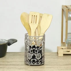 Portautensili da Cucina in Metallo Tortora h16 cm diametro 11 cm