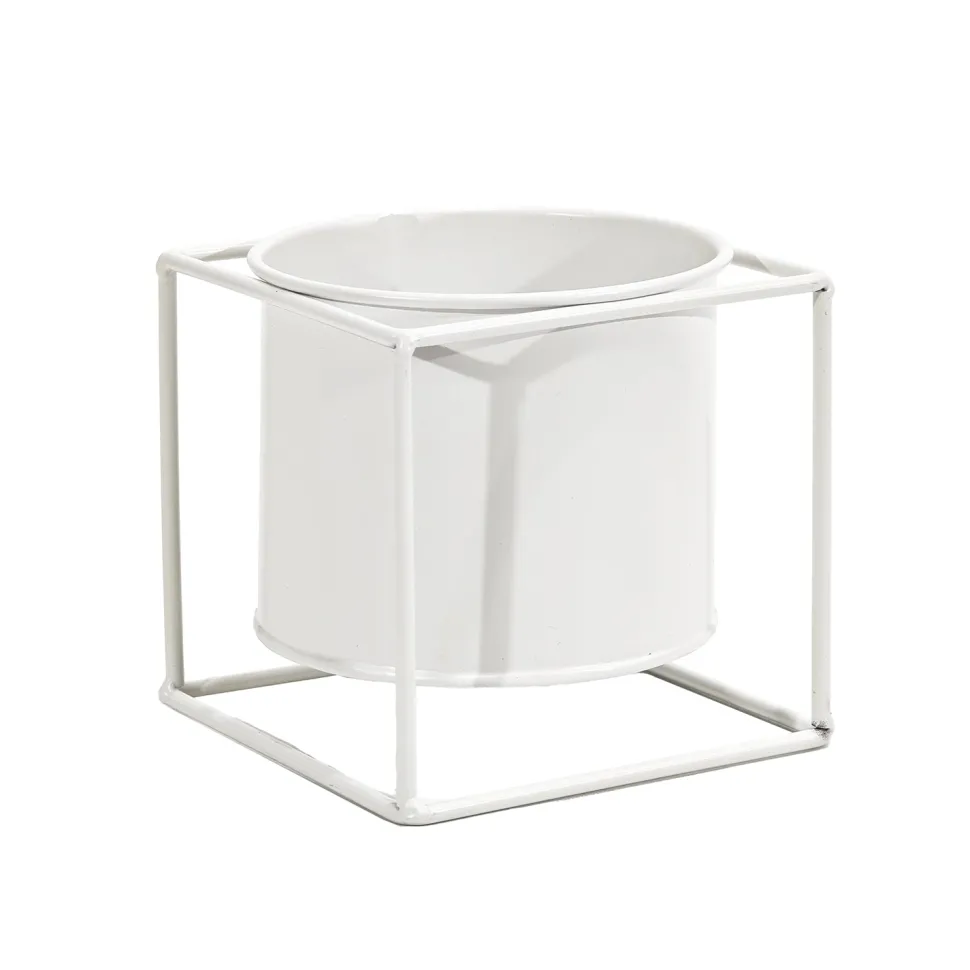 Portavaso in Metallo Bianco h13x13x13 cm