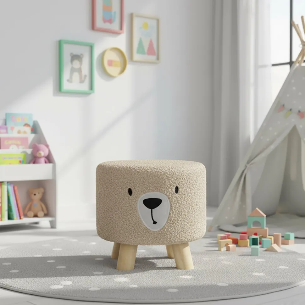 Pouf Animali Teddy effetto peluche h28 cm diametro 28 cm