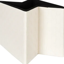 Pouf contenitore beige in ecopelle richiudibile
