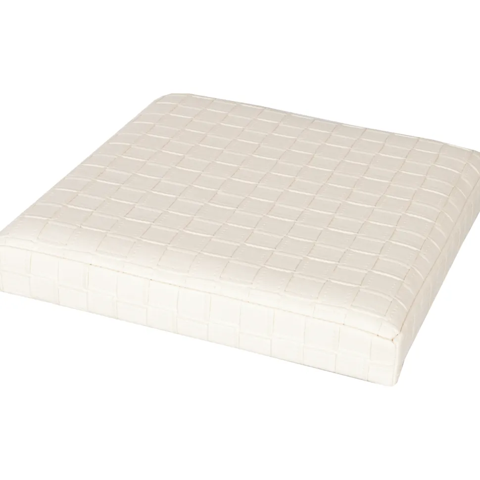 Pouf contenitore beige in ecopelle richiudibile