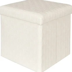 Pouf contenitore beige in ecopelle richiudibile