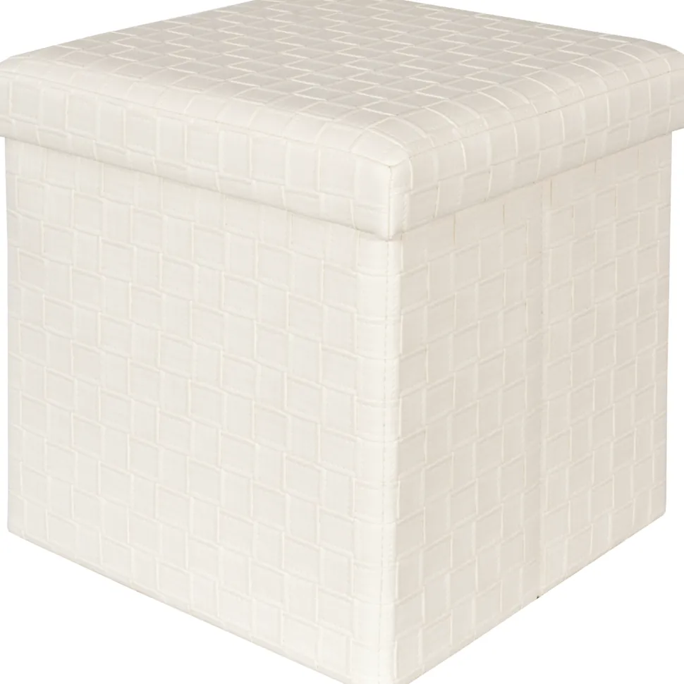 Pouf contenitore beige in ecopelle richiudibile