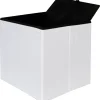 Pouf Contenitore Bianco in ecopelle richiudibile h38x38x38 cm