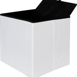 Pouf Contenitore Bianco in ecopelle richiudibile h38x38x38 cm