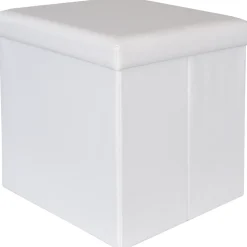 Pouf Contenitore Bianco in ecopelle richiudibile h38x38x38 cm