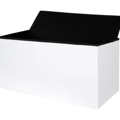 Pouf Contenitore Bianco in ecopelle richiudibile h38x76x38 cm