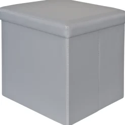 Pouf Contenitore Grigio in ecopelle richiudibile h38x38x38 cm