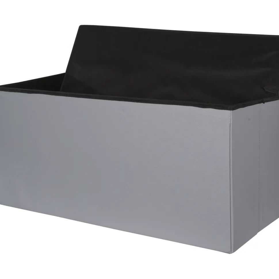 Pouf Contenitore Grigio in ecopelle richiudibile h38x76x38 cm