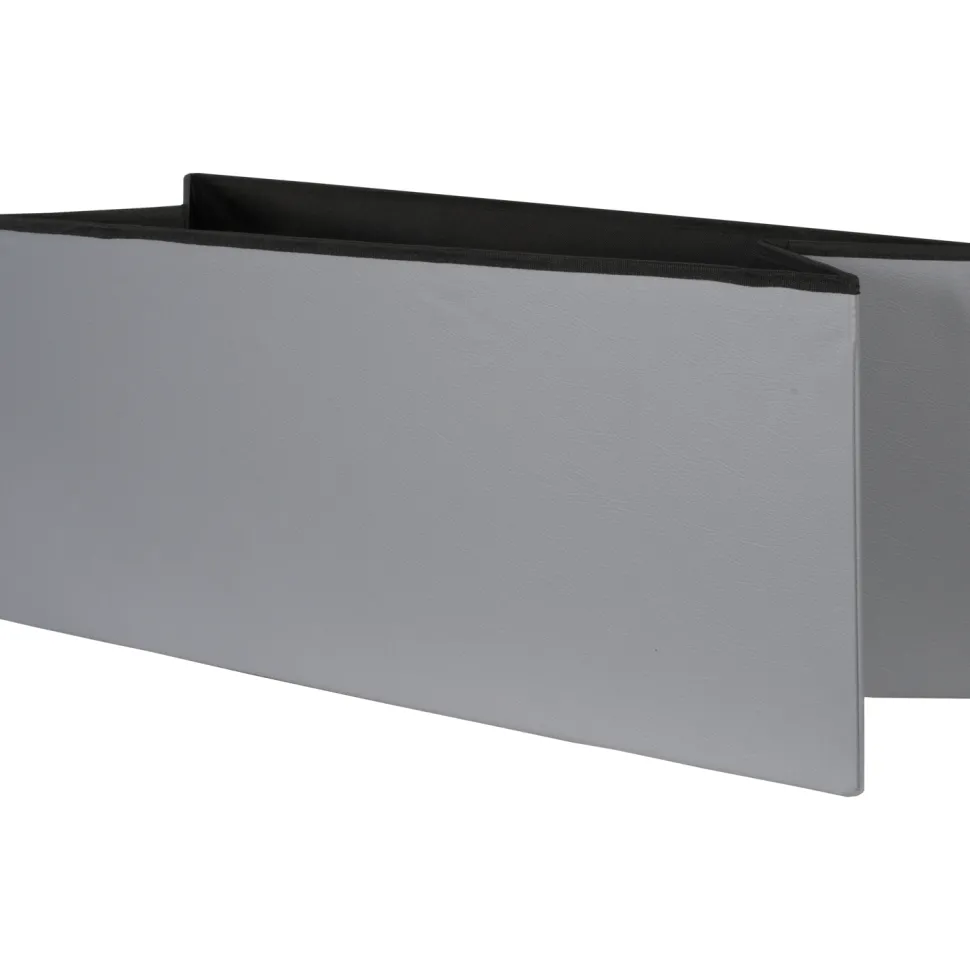 Pouf Contenitore Grigio in ecopelle richiudibile h38x76x38 cm
