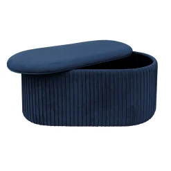 Pouf Contenitore in Velluto Blu