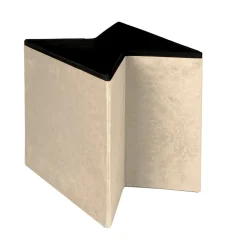 Pouf Contenitore in Velluto Damascato Crema