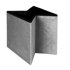 Pouf Contenitore in Velluto Damascato Grigio