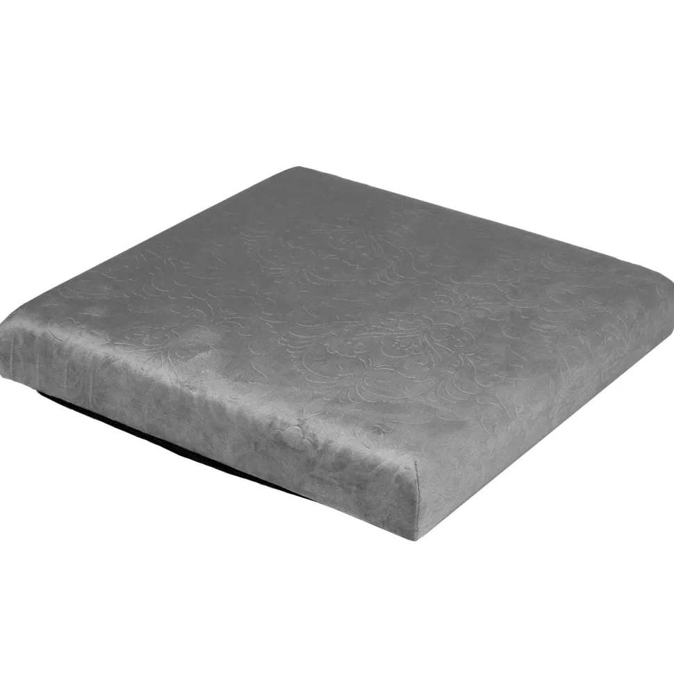 Pouf Contenitore in Velluto Damascato Grigio