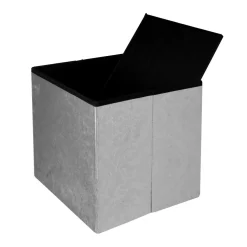 Pouf Contenitore in Velluto Damascato Grigio
