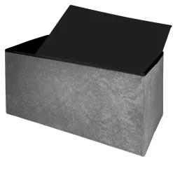 Pouf Contenitore in Velluto Damascato Grigio