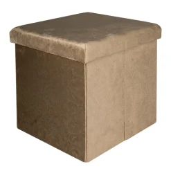 Pouf Contenitore in Velluto Damascato Tortora