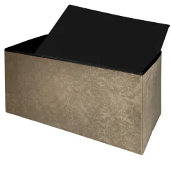 Pouf Contenitore in Velluto Damascato Tortora