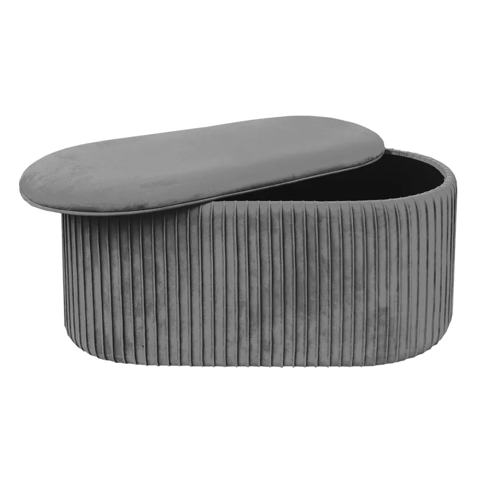 Pouf Contenitore in Velluto Grigio