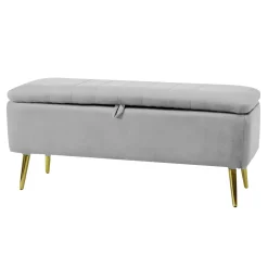 Pouf Contenitore in velluto Grigio chiaro