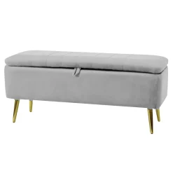 Pouf Contenitore in velluto Grigio chiaro