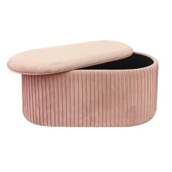 Pouf Contenitore in Velluto Rosa