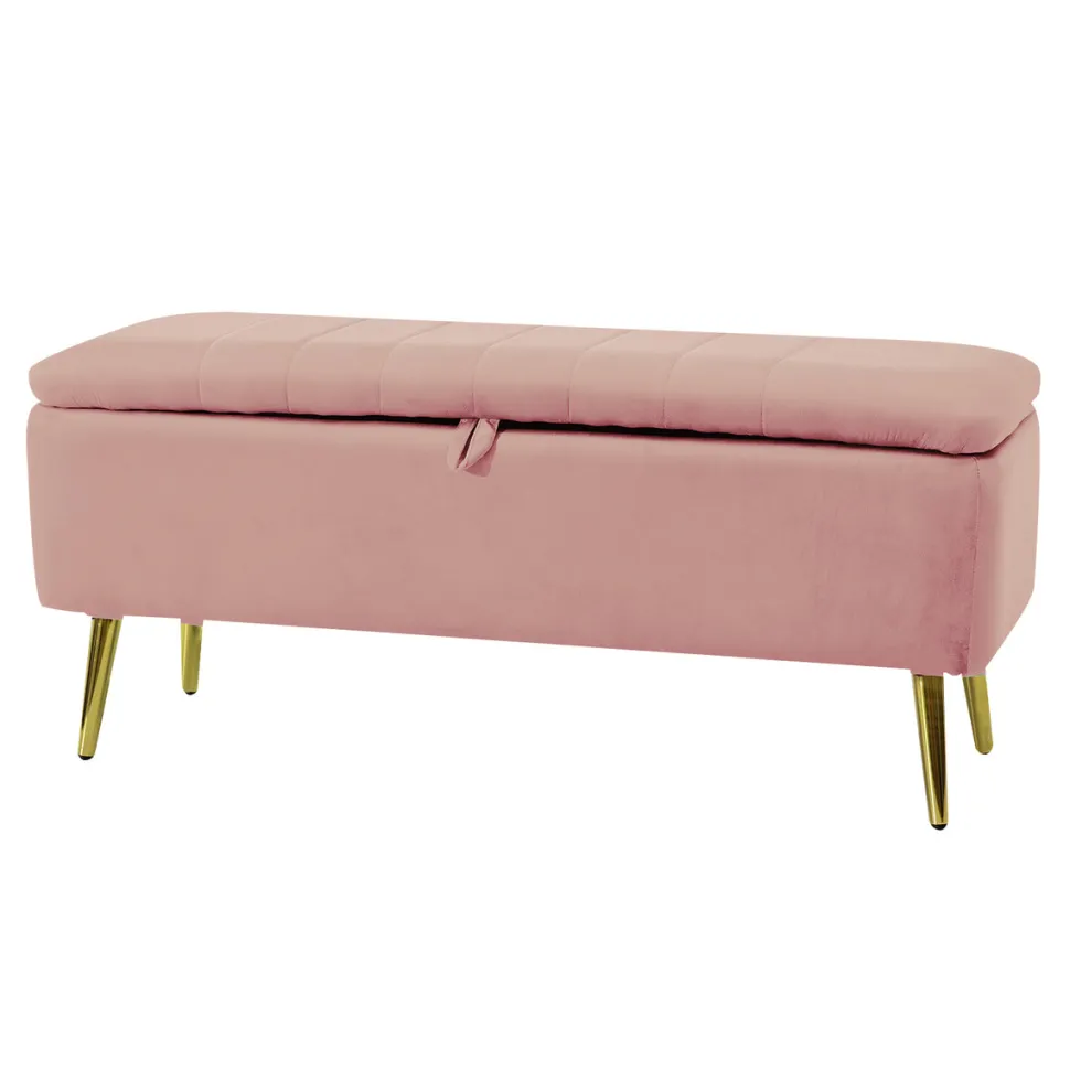 Pouf Contenitore in velluto Rosa Antico