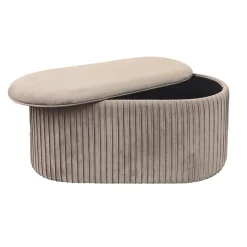 Pouf Contenitore in Velluto Tortora