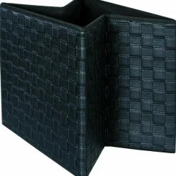 Pouf contenitore nero in ecopelle richiudibile