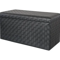 Pouf contenitore nero in ecopelle richiudibile