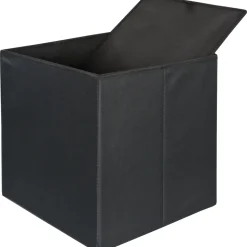 Pouf Contenitore Nero in ecopelle richiudibile h38x38x38 cm