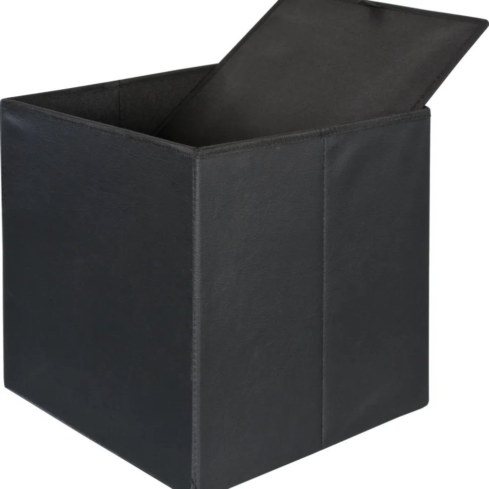 Pouf Contenitore Nero in ecopelle richiudibile h38x38x38 cm