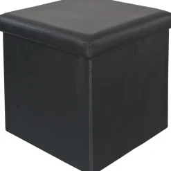 Pouf Contenitore Nero in ecopelle richiudibile h38x38x38 cm