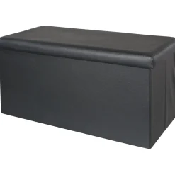 Pouf Contenitore Nero in ecopelle richiudibile h38x76x38 cm