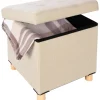 Pouf Contenitore Richiudibile Beige con piedi in legno