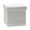Pouf Contenitore Richiudibile Effetto pelliccia sintetica Bianco